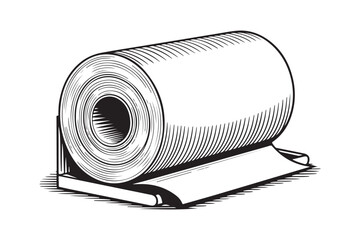 Vintage illustration of a large roll of paper on a stand