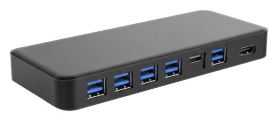 Connect devices effortlessly office usb hub modern technology isolated on transparent background