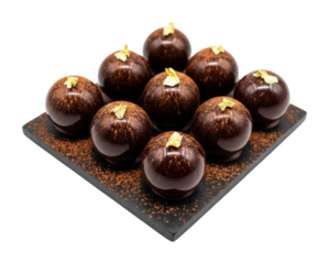 Elegant chocolate bonbons showcase culinary food isolated on transparent background