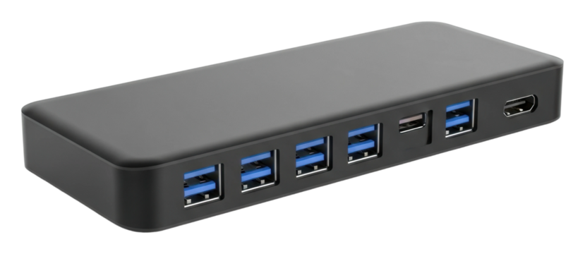 Connect devices effortlessly office usb hub modern technology isolated on transparent background