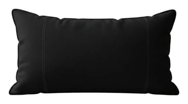 Stylish black pillow home product isolated on transparent background