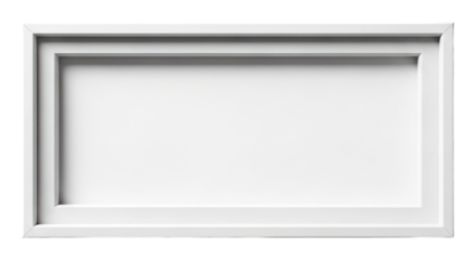 Minimalist white frame displaying empty environment isolated on transparent background