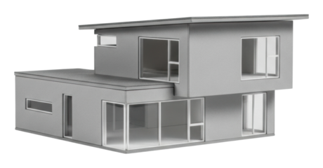 Modern architectural model of a house environment design isolated on transparent background