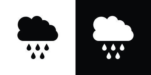 Rain icons in black and white shilhouette style for App Ui