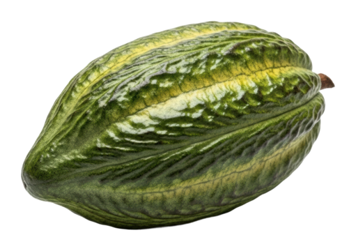 Harvesting fresh cacao pods in tropical rainforest nature isolated on transparent background