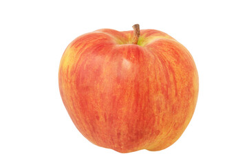 Ripe red with yellow color apple isolate. Fruit, apple.
