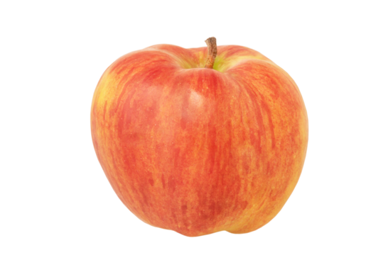 Ripe red with yellow color apple isolate. Fruit, apple.