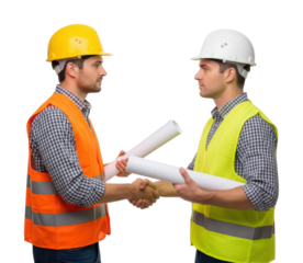 Construction collaboration meeting office isolated on transparent background