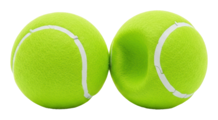 Tennis balls in play sports court action dynamic view isolated on transparent background