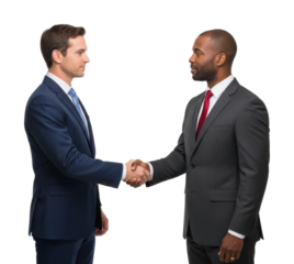 Business professionals shaking hands office partnership concept isolated on transparent background