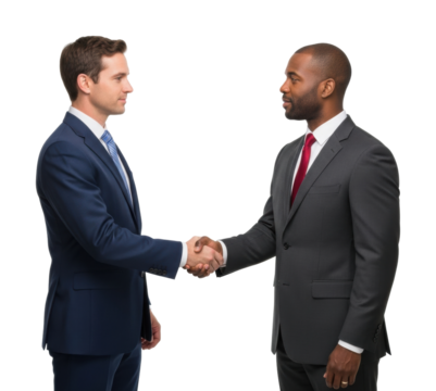 Business professionals shaking hands office partnership concept isolated on transparent background