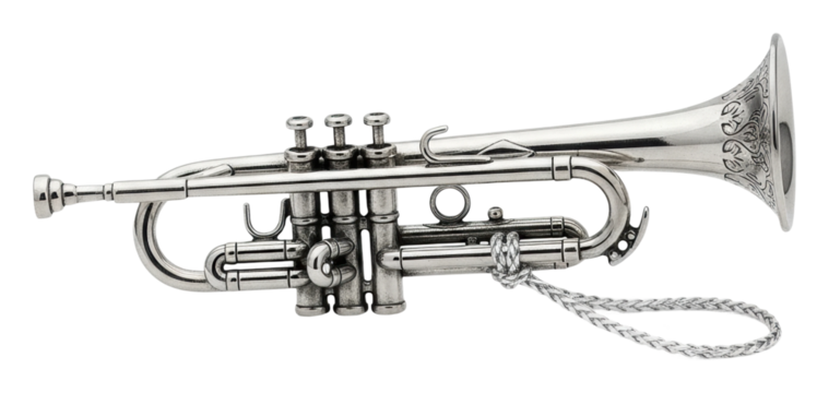 Trumpet performance music venue instrument showcase isolated on transparent background