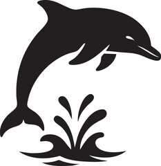 Dolphin jumping from water silhouette vector