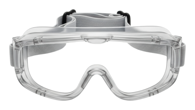 Protective safety goggles for industrial use workshop product clear isolated on transparent background