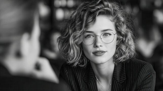 Two young Business women in suits discuss stock market trends during daytime - Powered by Adobe