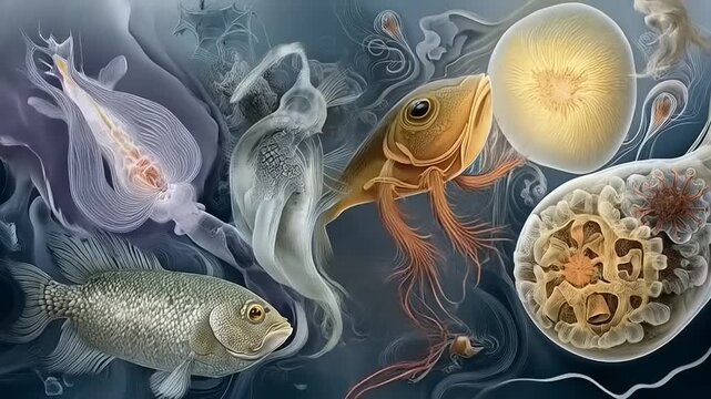 Aquatic Imaginarium: A surreal ballet of life beneath the waves, an unusual marine world