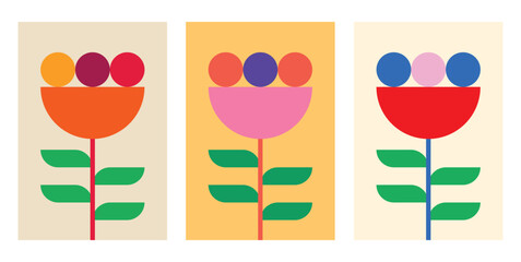 Design flower set unique abstract