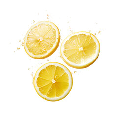Lemon Splashing on Transparent Background. PNG