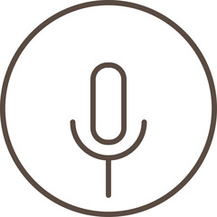 Brown Microphone Icon Inside Circle Outline audio sound