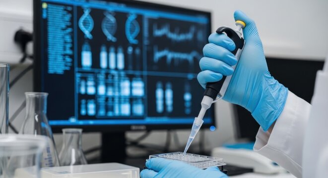 Scientist meticulously performs DNA sequencing research with advanced technology in modern laboratory setting