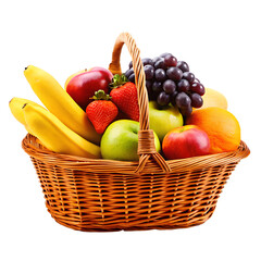 fruit basket isolated on white