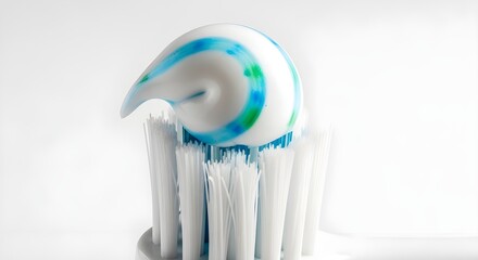 Fresh toothpaste on a toothbrush ready for a healthy morning routine and a confident smile, promoting dental care and good hygiene habits