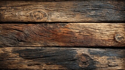 Naklejka premium Old brown grunge wooden boards with dark textured surface and teak wood paneling creating a rustic top view