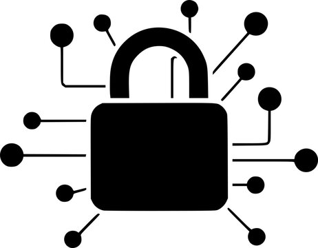 black padlock with circuit design clip art preview
