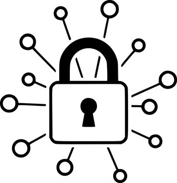 black padlock connected network clip art preview