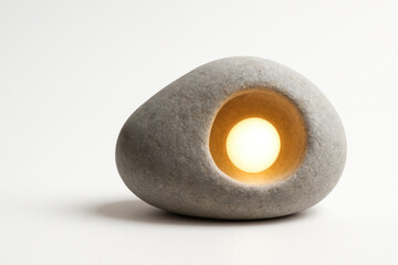 A stone with an inner soft light, like a lamp. Space for text.
