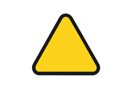 Blank yellow warning sign presenting danger, caution, and hazard symbol, empty triangle for custom information