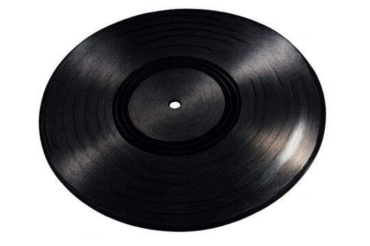 Vinyl record playing classic music, vintage audio analog technology, retro sound entertainment medium with transparent background - Powered by Adobe
