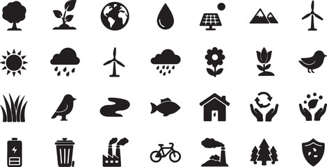 Obraz premium Nature and Environment Icons Silhouette
