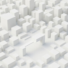 Obraz premium Abstract composition of white cubic shapes of different heights.