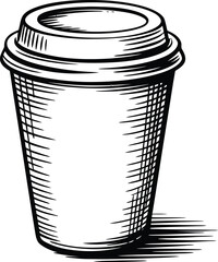 Stock vector illustration of a coffee cup to go drawing isolated on a white background art sketch