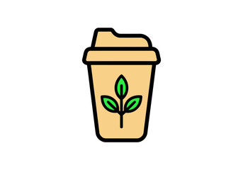 Vector icon of herbal tea cup for cafe menu design and healthy drink concept illustration art