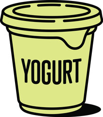 Yogurt cup vector illustration drawing isolated on white background dairy product healthy food diet snack simple