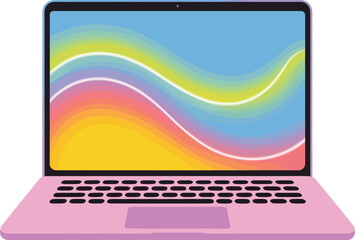 Laptop mockup design template for presentation showcase with colorful gradient background