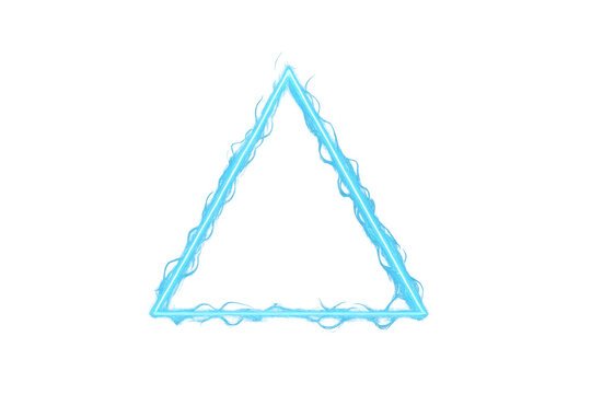 Illuminated geometric shape forming a vibrant blue triangle border with a light effect, ideal for modern design - Powered by Adobe