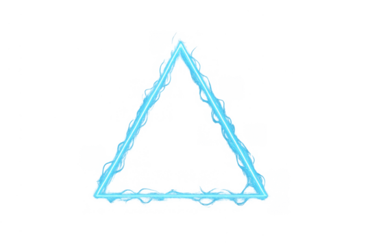 Illuminated geometric shape forming a vibrant blue triangle border with a light effect, ideal for modern design