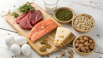 Nutritious and delicious protein rich foods displayed for healthy balanced diet planning inspiration
