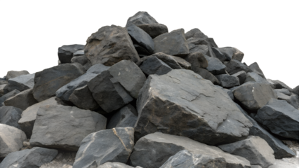 Pile of rugged basalt rocks create a stone mountain for construction aggregate resources and landscaping use