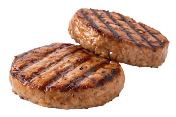 Juicy grilled burger patties sizzle with mouthwatering grill marks ready for summer BBQ creations