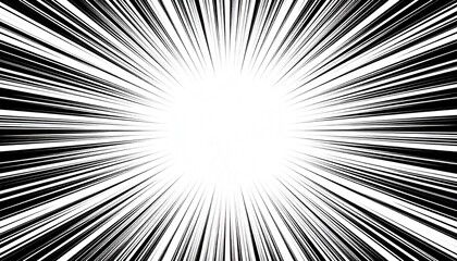 Obraz premium Dynamic black and white radial speed lines burst effect graphic background