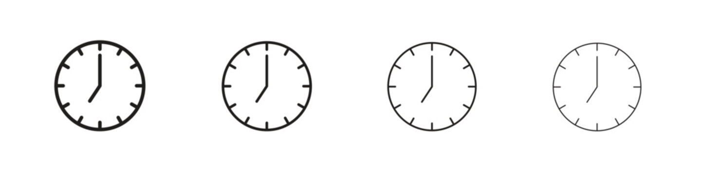 Clock seven icons vector logo illustration simple design. Web UI design.