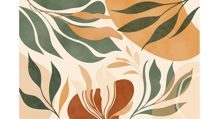 Abstract botanical art with earthy tones perfect for serene backgrounds and minimalist designs, evoking a sense of calm and organic beauty in modern creative projects