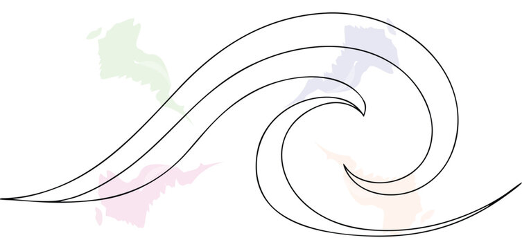 Simple wave line drawing art