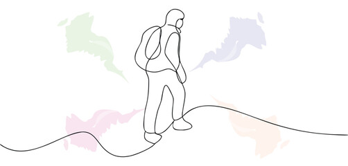 Traveler walking an adventure path