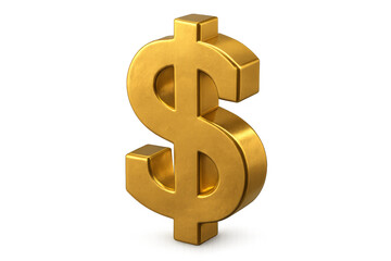 Obraz premium Golden dollar sign symbol representing currency, wealth, finance, and investment success, with a transparent background