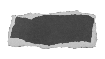 Black torn paper edge sheet isolated on transparent background